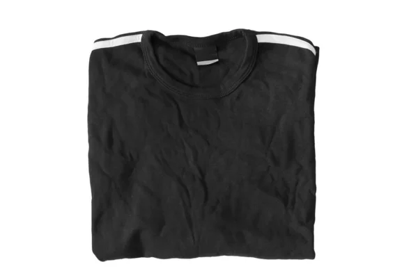 Folded Black Basic Shirt Isolated White — Stock Photo, Image