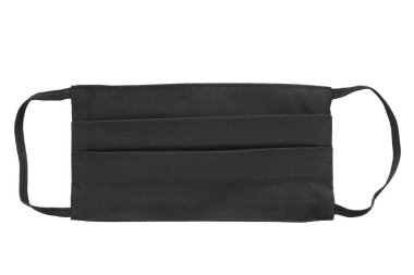 Beyaz arkaplanda siyah tekstil maskesi