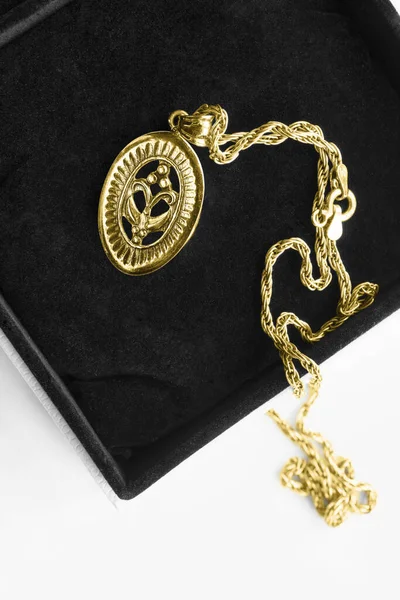 Vintage gold elegant necklace in black jewel box