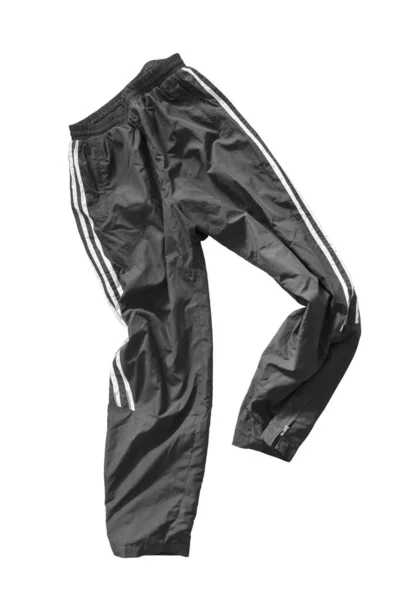 Pantalon Sport Noir Froissé Sur Fond Blanc — Photo