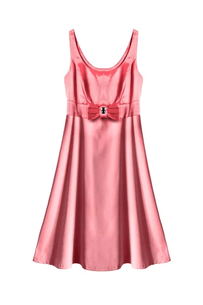 Розовое Атласное Мини Платье Белом Фоне — стоковое фото