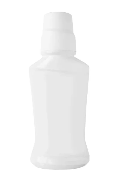 Witte Blanco Gesloten Plastic Fles Geïsoleerd Wit — Stockfoto