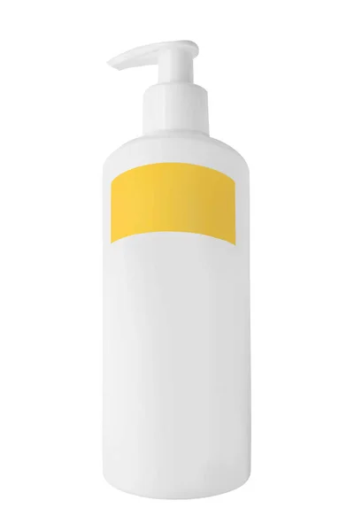 White Plastic Blank Cleanser Bottle White Background — Stock Photo, Image