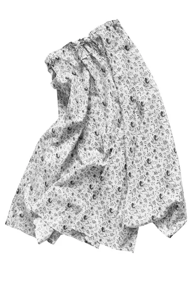Silk Floral Black White Flared Skirt White Background — Stock Photo, Image