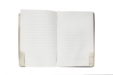 Eski boş satırlı beyaz arkaplanda açık bir defter