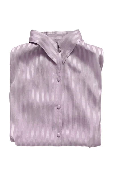 Pink Satin Striped Folded Shirt White Background — Stock Photo, Image