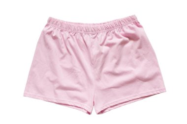 Beyaz arkaplanda pembe pamuklu şort