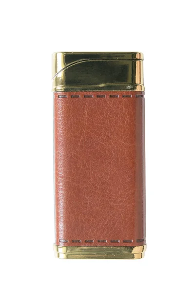Elegant Golden Cigarette Lighter White Background — Stock Photo, Image