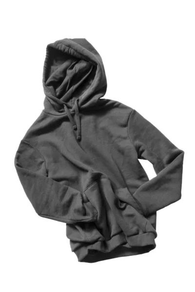 Black Basic Hoody Sweatshirt Isolated White — Stock Photo, Image