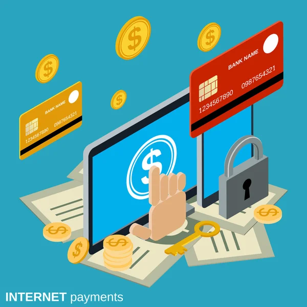 Internet internetbank, online betalning, överföring av pengar, finansiell transaktion vektor koncept — Stock vektor