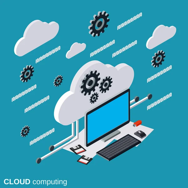 Cloud computing, databehandling vektor koncept — Stock vektor