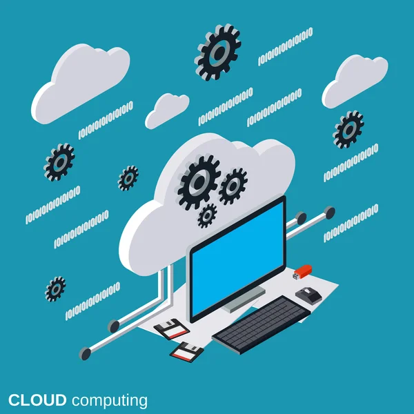 Computación en la nube, concepto de vector de procesamiento de datos — Archivo Imágenes Vectoriales