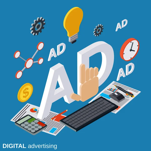 Digitale Werbung, Promotion, Marketingvektorkonzept — Stockvektor