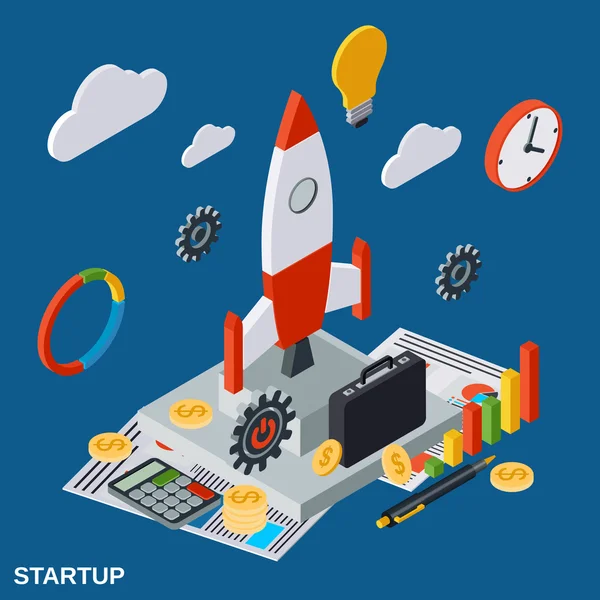 Business startup flat isometric vector concept — Stock Vector