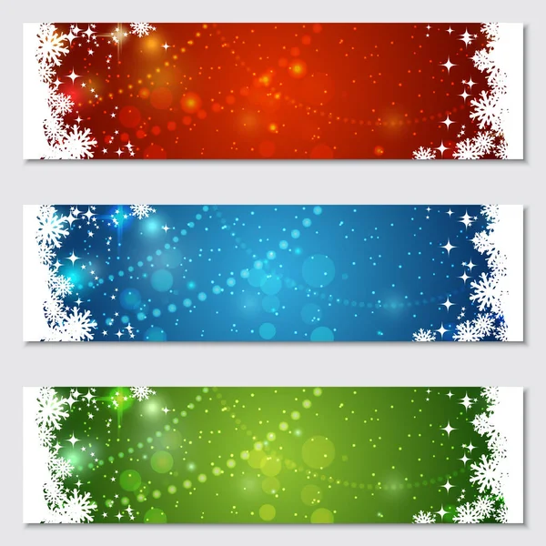 Weihnachten und Neujahr Vektor Banner Set — Stockvektor