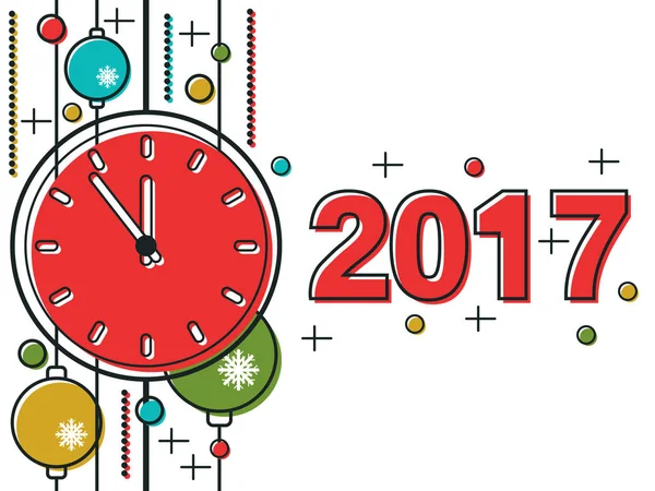 Navidad y Año Nuevo 2017 delgada línea plana vector ilustración — Vector de stock