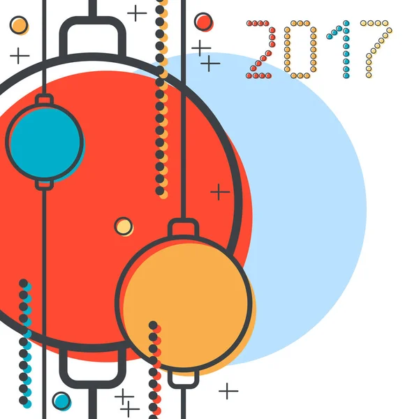 Navidad y Año Nuevo 2017 plano vector de fondo — Archivo Imágenes Vectoriales