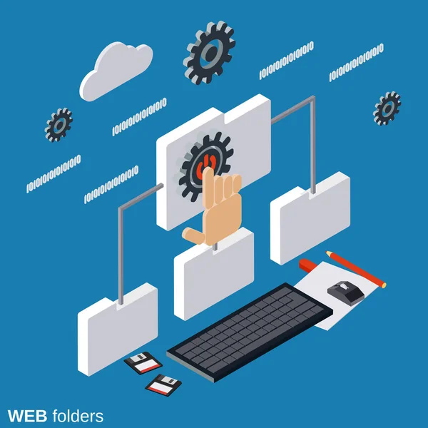 Folder web, konsep vektor jaringan - Stok Vektor