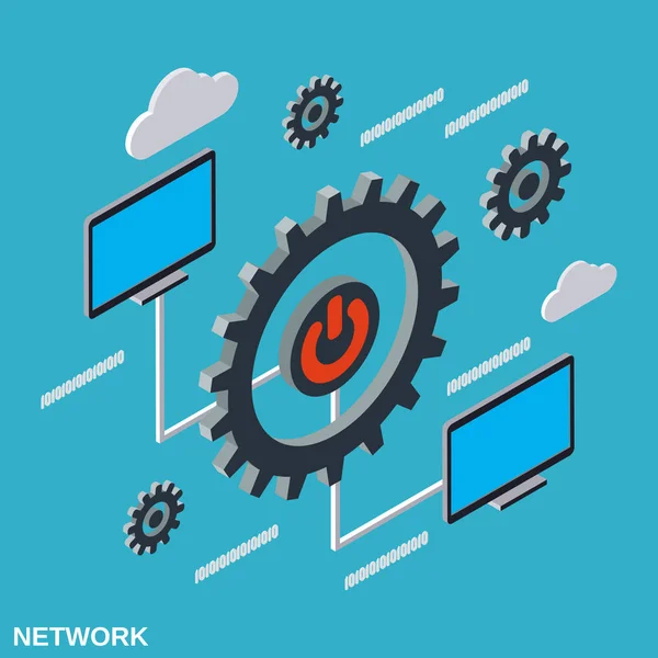 Netzwerk flaches isometrisches 3D-Vektorkonzept — Stockvektor