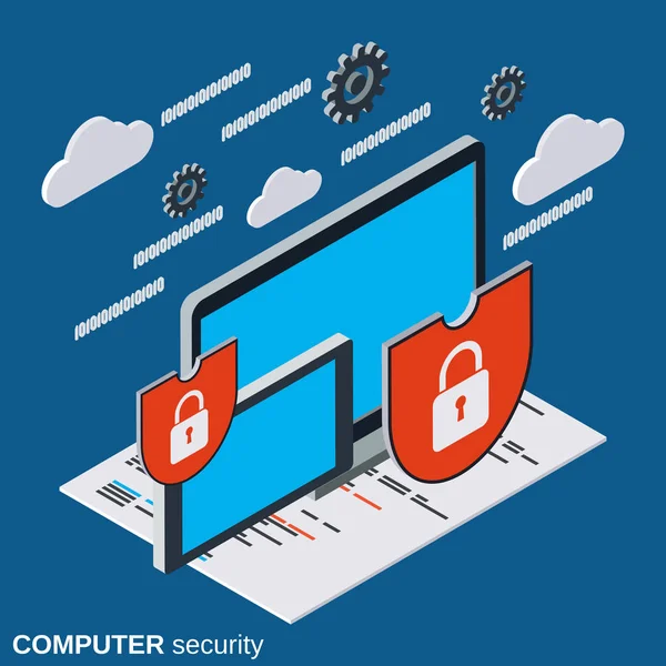 Zabezpieczenia komputera, koncepcja wektor ochrony informacji — Wektor stockowy