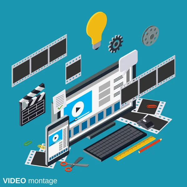 Video prodüksiyon, düzenleme, montaj vektör kavramı