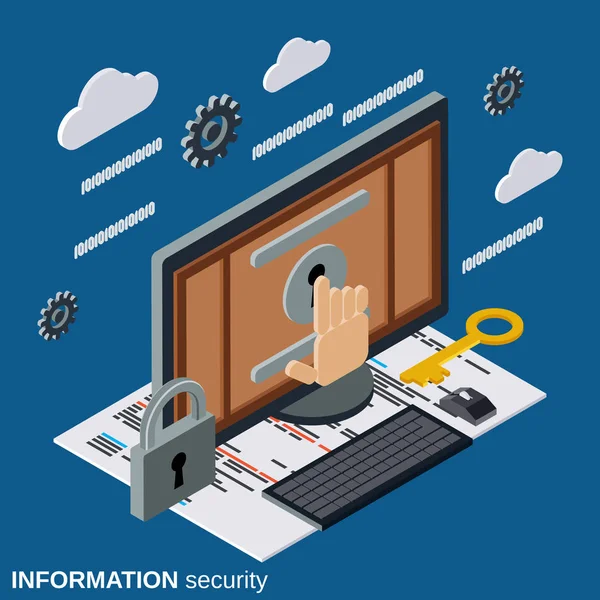 Sécurité de l'information, concept de vecteur de protection informatique — Image vectorielle