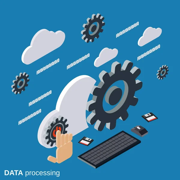 Datenverarbeitung, Cloud-Computing-Vektorkonzept — Stockvektor