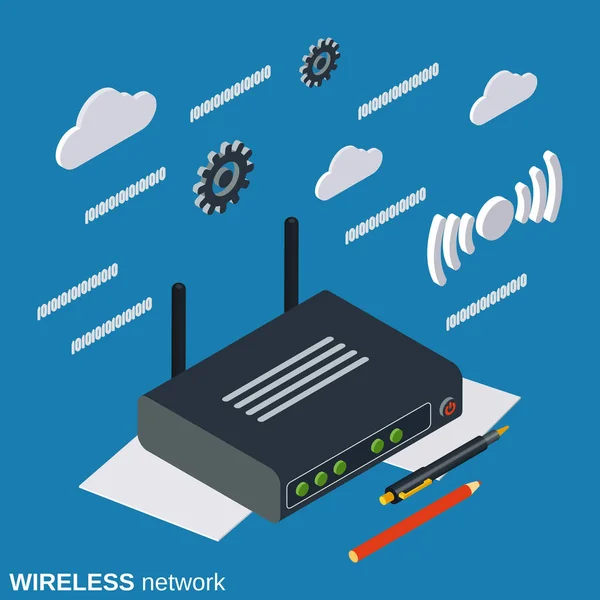 Router inalámbrico concepto de vector 3d plano — Archivo Imágenes Vectoriales