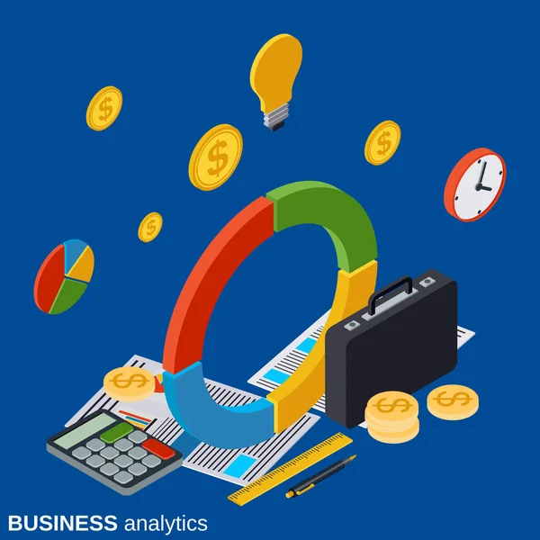 Estatísticas financeiras, relatório de negócios, análise de tendências de mercado conceito vetorial —  Vetores de Stock