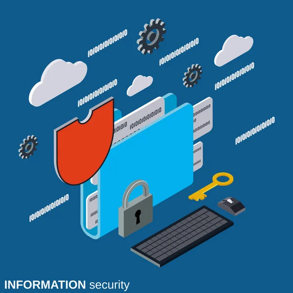 Information security, folder protection vector concept — Stock Vector