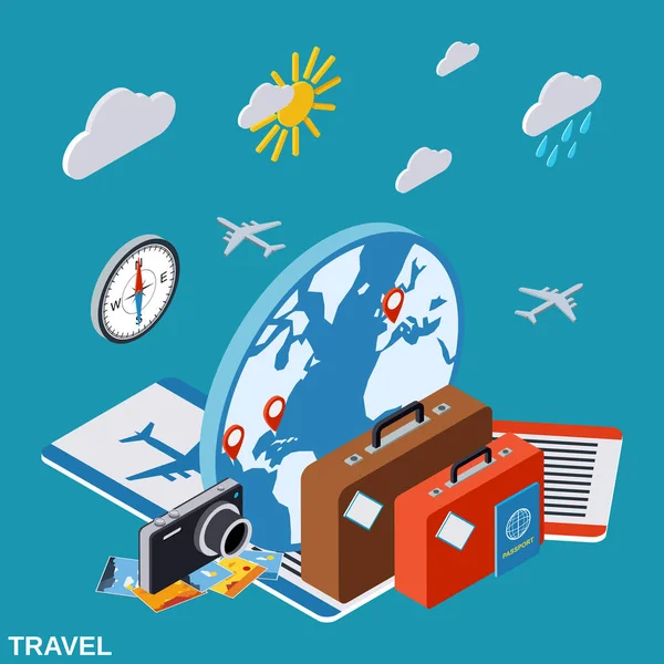 Voyage, tourisme, concept de vecteur de vacances — Image vectorielle