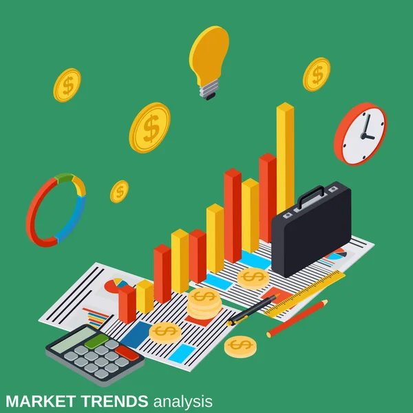 Finanční statistiky, obchodní zprávy, moderní infografiku, analýza trendů — Stockový vektor