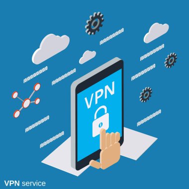 VPN hizmet düz 3d izometrik vektör kavramı