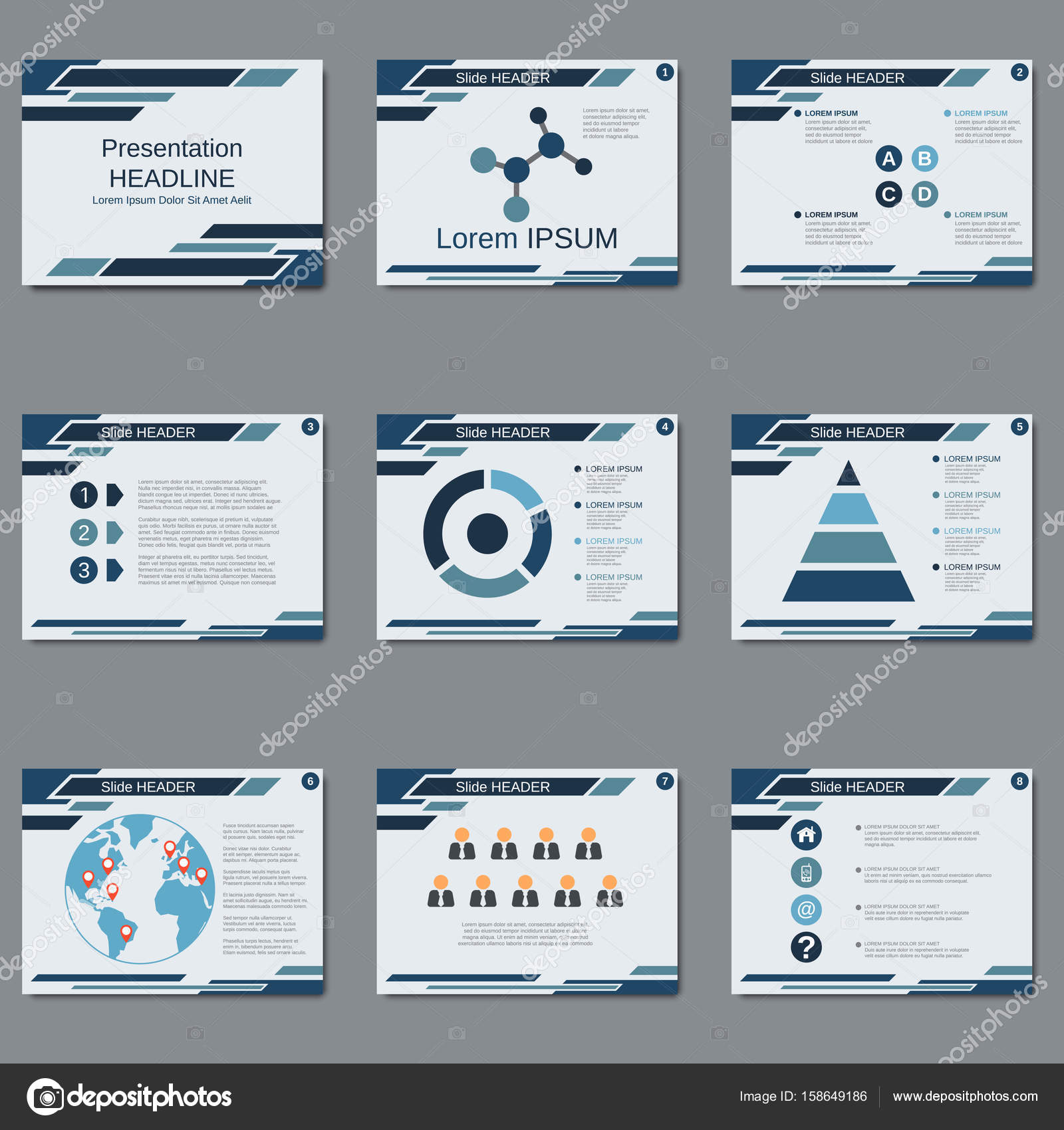 Professional business presentation, slide show vector template Stock