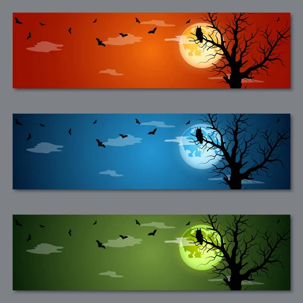 Bandeiras de Halloween modelos de design vetorial — Vetor de Stock