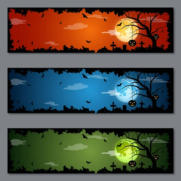 Plantillas de diseño vectorial banners Halloween — Vector de stock