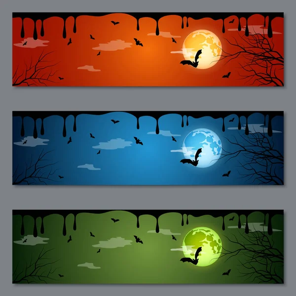 Plantillas de diseño vectorial banners Halloween — Vector de stock