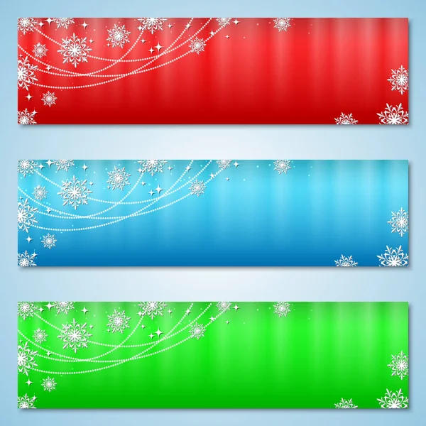 Weihnachten und Neujahr Vektor Banner Set — Stockvektor