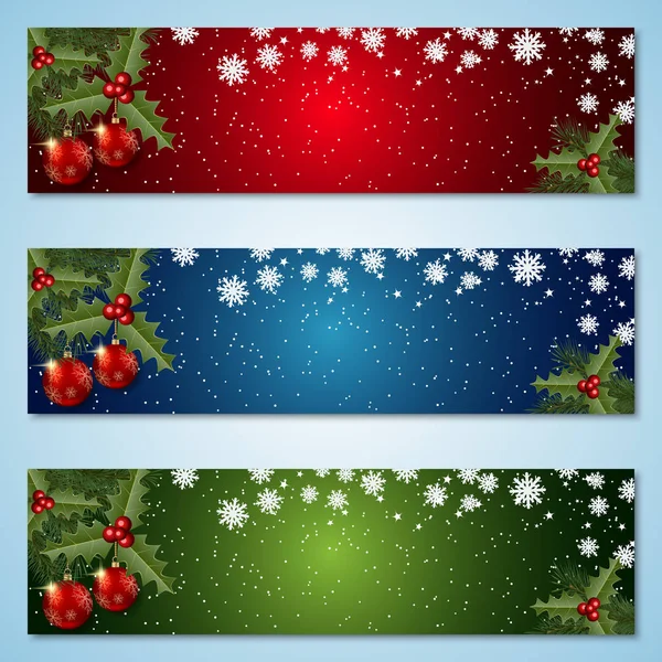 Christmas and New Year vector banners set — Stock Vector