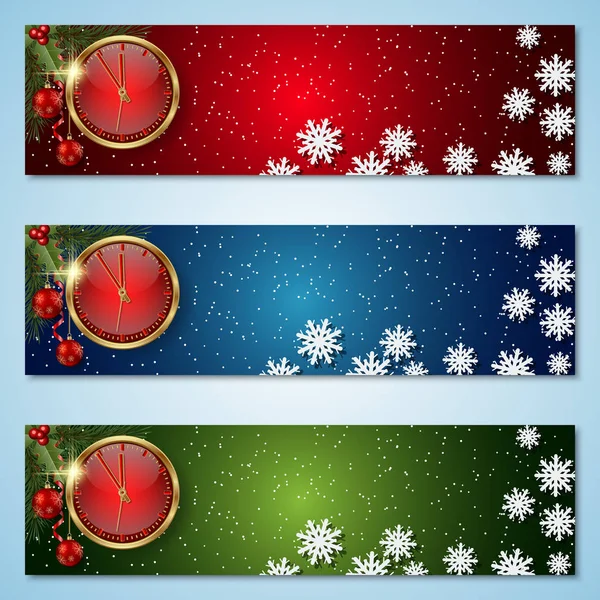 Різдвяні та новорічні векторні банери набір — стоковий вектор