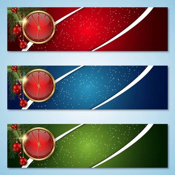 Weihnachten und Neujahr Vektor Banner Set — Stockvektor