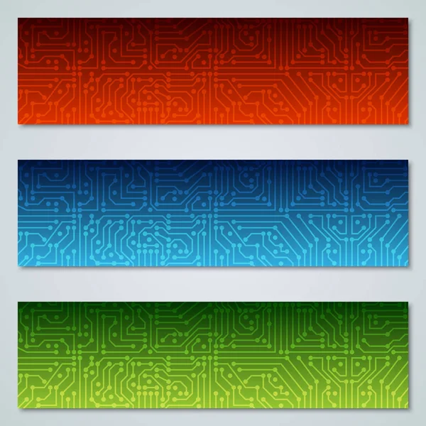 Digital Circuit Banners Vector Templates Collectie — Stockvector