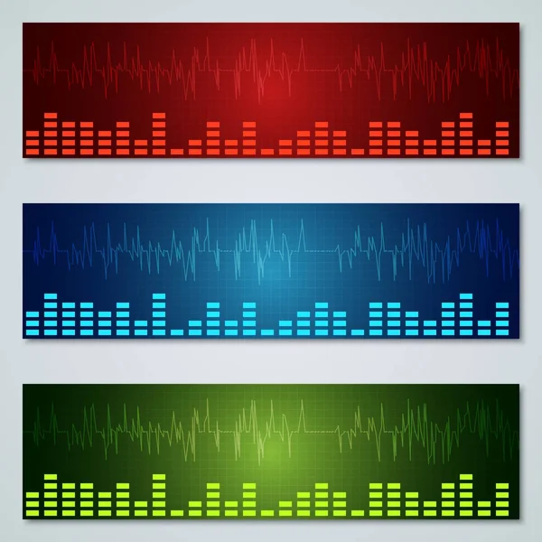 Graphic Equalizer Colorful Vector Banners Collection — Stock Vector