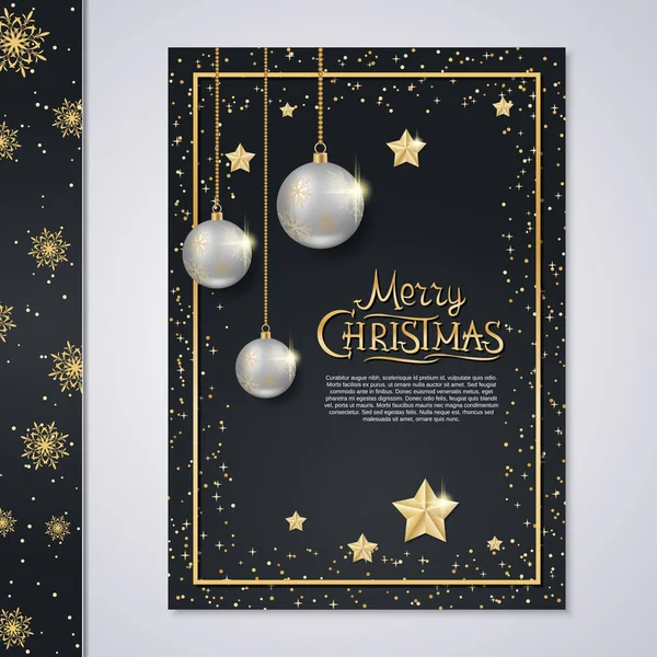 Flyer Weihnachten Und Neujahr Banner Booklet Broschüre Covervektordesign Vorlage — Stockvektor