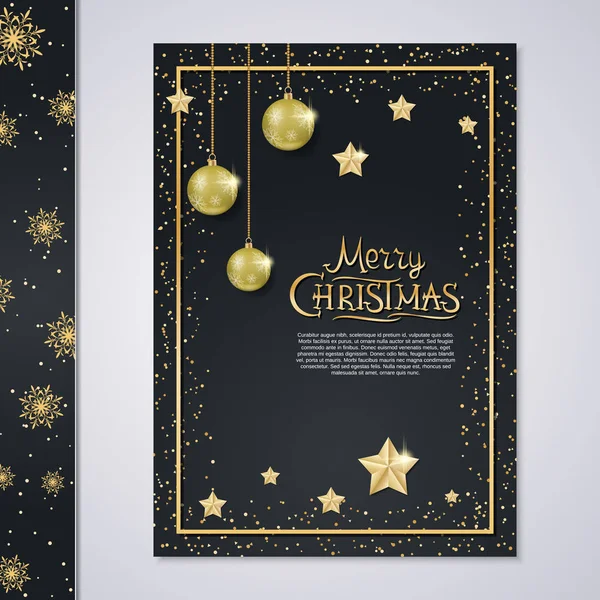 Vánoční Novoroční Leták Banner Brožura Brožura Obal Vektorový Design Šablony — Stockový vektor