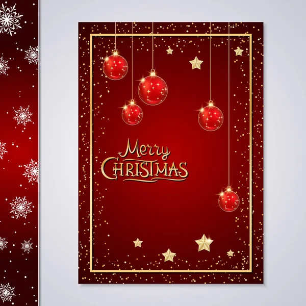 Volantino Natale Capodanno Banner Libretto Brochure Copertina Modello Design Vettoriale — Vettoriale Stock