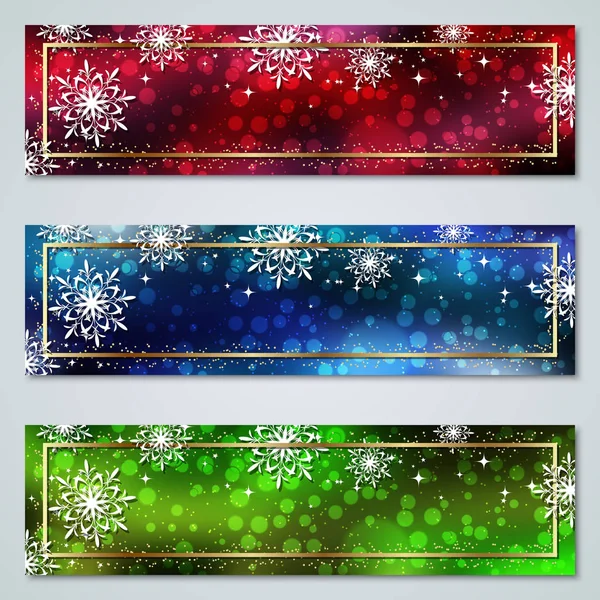 Natal Ano Novo Luxo Colorido Coleção Banners Vetoriais — Vetor de Stock