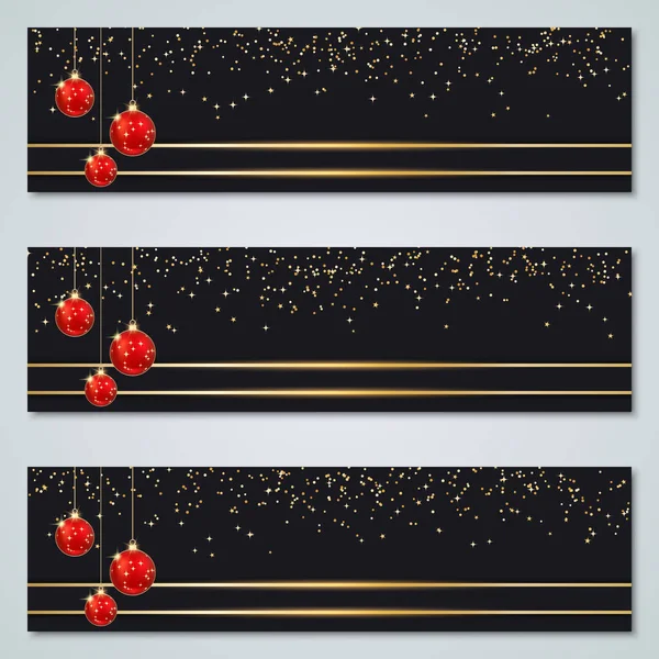 圣诞及新年黑色豪华横幅系列 — 图库矢量图片
