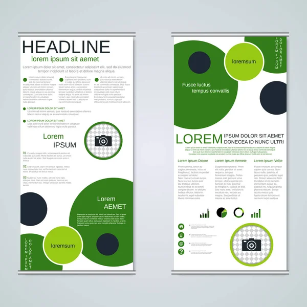 Bandeiras Negócios Modernas Geométricas Roll Modelo Design Vetorial Panfleto Dois — Vetor de Stock