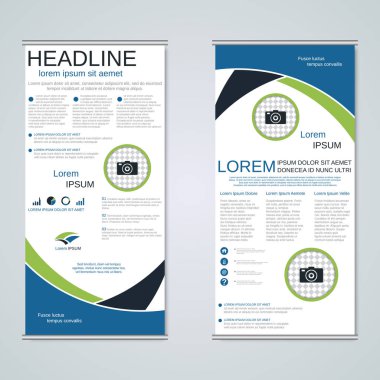 Modern geometrik rulo iş afişleri, çift taraflı pilot vektör tasarım şablonu